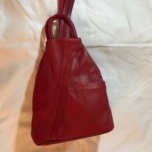 Italian leather convertible back pack